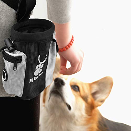 WEKON Bolso de Entrenamiento de Perro, Bolso de Adiestramiento de Perro, Bolso Premios de Perro, Bolso de Cintura Tratamiento de Perro Impermeable Antirasguños con Cordón y Bolsillo 12.5*8*12.5cm L