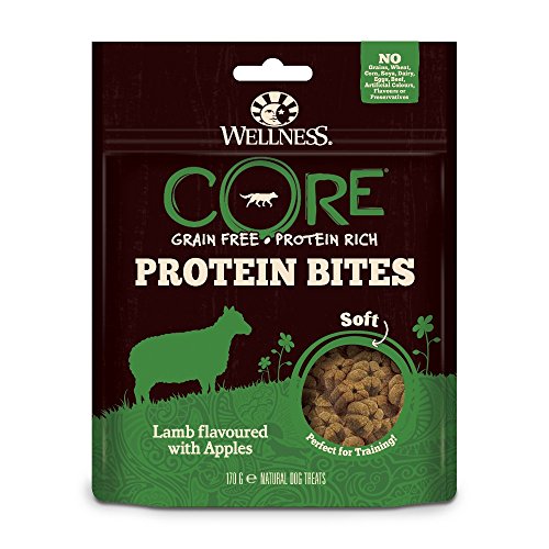 Wellness Core Perro proteína Bites Soft Cereales Libre erli de Fuga, Cordero con Manzana (2 Unidades, 170 g)