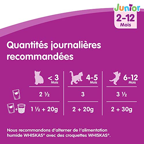 Whiskas Junior - Sachets Fraîcheur pour Jeune Chat et Chaton (2-12 Mois), Sélection Classique en Sauce, 84 Sachets Repas de 100 G