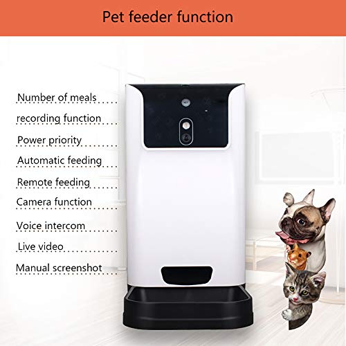 WHZWH Alimentador Inteligente, alimentador automático de Mascotas de 6 litros. Dispensador de Comida para Perros, Gatos y pequeños Animales Cámara HD y Video en Tiempo Real, alimentación remota