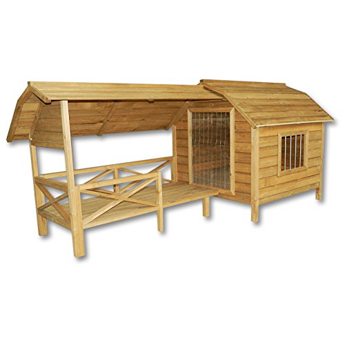 WilTec XXL Caseta Perros Perrera Madera balcón terraza Puerta laminada Mascotas jardín Extra Grande