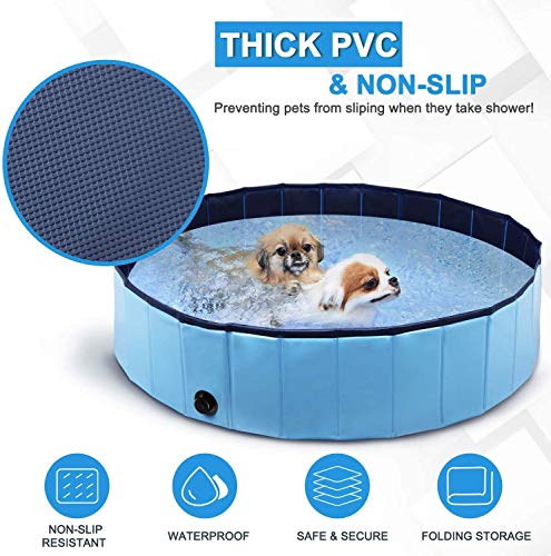 Wimypet Piscina para Mascotas o Niños Plegable, Piscina para Mascotas Bañera Plegable, Piscina para Perros, Piscina para Perros Plegable - Azul (80x20CM)