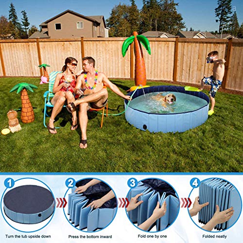 Wimypet Piscina para Mascotas o Niños Plegable, Piscina para Mascotas Bañera Plegable, Piscina para Perros, Piscina para Perros Plegable - Azul (80x20CM)