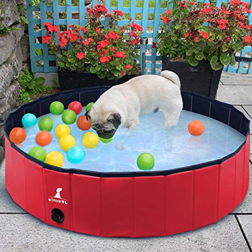 Wimypet Piscina para Mascotas o Niños Plegable, Piscina para Mascotas Bañera Plegable, Piscina para Perros, Piscina para Perros Plegable - Rojo (120x30CM)