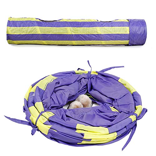 WJQSD Raya Plegable Gato Túnel Juguete Casa Animales Juego De Mascotas Juguete Gato Juguetes ， Juguete para Mascotas Tubo con Campana Y Pelota (Rojo ， Púrpura) Casas, Sala de es (Color : Purple)