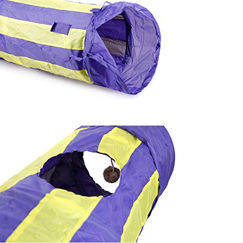 WJQSD Raya Plegable Gato Túnel Juguete Casa Animales Juego De Mascotas Juguete Gato Juguetes ， Juguete para Mascotas Tubo con Campana Y Pelota (Rojo ， Púrpura) Casas, Sala de es (Color : Purple)