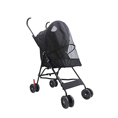 WMDD Cochecito para Mascotas con Cuatro Ruedas Jaula para Cochecito Plegable con Forro extraíble Canasta de Almacenamiento para Perros, Carrito para pasear Gatos Engranaje para Mascotas-Black