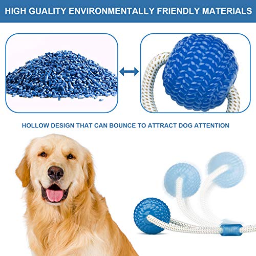 WolinTek Pelota de Juguete al Aire Libre para Perros, Juguete Multifuncional para mordedura de Molar para Mascotas, con Ventosa para Masticar, Limpiar los Dientes, Adecuado para Perros (Azul)