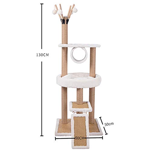 WPETM Torre de ratán Gato Centro de Actividades Cómodo Nido de Gato Gato Jugando Túnel Escalera Auxiliar Peluche Colgante Pelota de cáñamo Cuerda de Apoyo Gatos Árbol