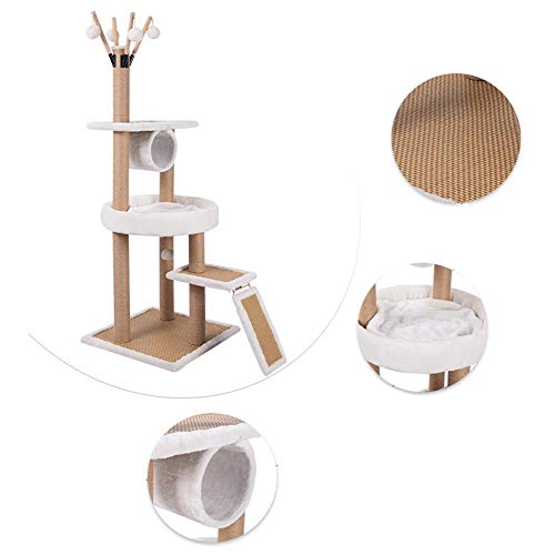 WPETM Torre de ratán Gato Centro de Actividades Cómodo Nido de Gato Gato Jugando Túnel Escalera Auxiliar Peluche Colgante Pelota de cáñamo Cuerda de Apoyo Gatos Árbol