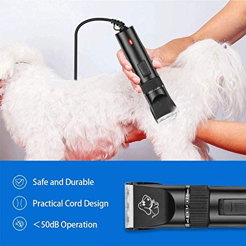 WRJY Aseo de Mascotas Clippers Profesional inalámbrico de bajo Ruido Recargable del Condensador de Ajuste del Pelo de Afeitar eléctrica Kit con 4 Peine para Perros, Gatos y Otras Mascotas