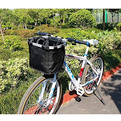 WSJF Cesta de Bicicleta Plegable, Perro Booster de Viaje al Aire Libre, Portador de la Cesta de Paseo en Bicicleta, Pequeño Animal, Perro, Gato, Conejo, Cómodo, Desmontable Plegable, Negro