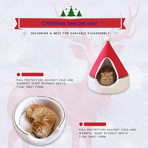 XHPWW Árbol de Navidad Suministros para Mascotas Cama para Nido Perrera, Gato Pequeño Perro Cama de casa acogedora y cálida para Invierno, Cama para Gato extraíble y Lavable Cama para Perro-S