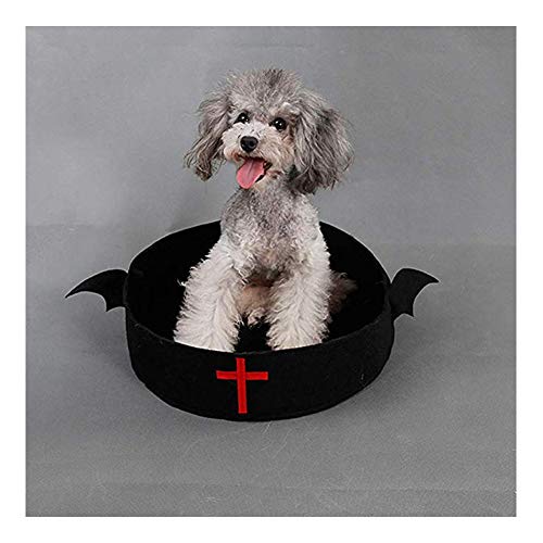 XHPWW Cama de Perro cómoda de Gato Redonda de Halloween, ala de murciélago Negro de Halloween Mascota Cama de Nido de Gato Suministros para Mascotas, Regalo de casa de Nido de Gato de Novedad