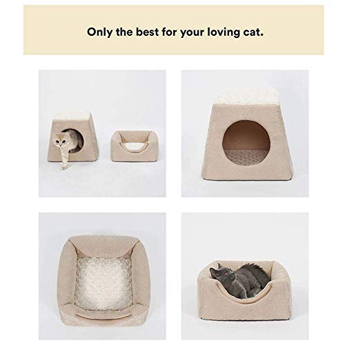 XHPWW Cama para Gatos de Verano, Nido de Gato Plegable 2 en 1 Four Seasons Universal, fácil de Quitar y Lavar-A