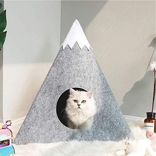 XHPWW Cat Dog Bed Cave, Triangle Felt Cat Cave Tent, Warm Interior Pet Pet Dog Cat Cat Nest House con Alfombra extraíble y Lavable para Gatos pequeños Perros 47Cmx47Cmx57Cm