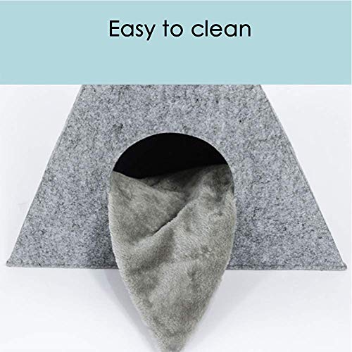 XHPWW Cat Dog Bed Cave, Triangle Felt Cat Cave Tent, Warm Interior Pet Pet Dog Cat Cat Nest House con Alfombra extraíble y Lavable para Gatos pequeños Perros 47Cmx47Cmx57Cm