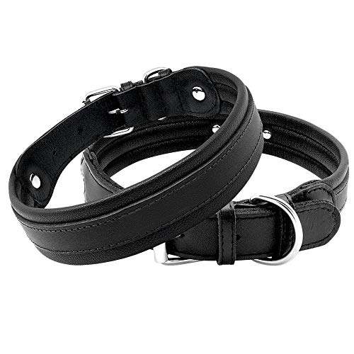 XIAOLANGTIAN - Collar de Piel Suave para Perro, Ajustable, para Perros medianos y Grandes, Pitbull Labrador Rottweiler