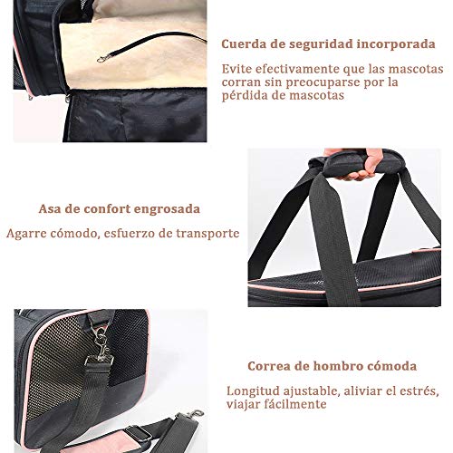 XINCHAOZ Transportin para Perro y Gato, Bolsa de Transporte Escalable Transpirable, Transportín para Perros Gatos Capazo Portador Tela Mascotas, para el en Avión, Coche o en el Tren