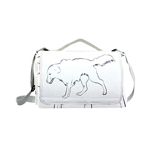 XINGAKA Manta de Picnic Impermeable，Bosquejo del Esquema del Arte del Perro Pura Sangre Peludo canino Mascota Animal，Alfombra Plegable para Camping Parque