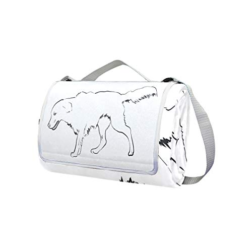 XINGAKA Manta de Picnic Impermeable，Bosquejo del Esquema del Arte del Perro Pura Sangre Peludo canino Mascota Animal，Alfombra Plegable para Camping Parque