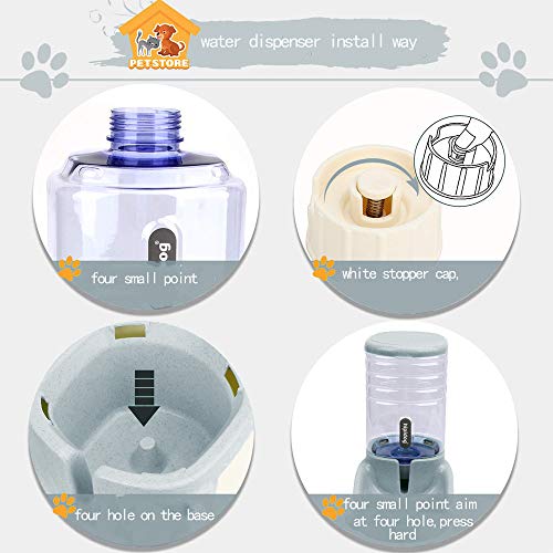 XingCheng-Sport Alimentador automático para Mascotas pequeñas y Medianas. Alimentador automático y dispensador de Agua 3.8L(Gray)