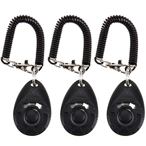 Xinlie Clicker Adiestramiento Entrenamiento de Clicker para Perros Clicker Premium Clicker Entrenamiento de Perros Profesional Clicker Klicker Finger Clicker con Brazalete en Espiral (3 PCS)