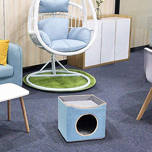 XUIO Cat Dog Bed Cube Cat House Cama Plegable para Gatos y Perros Cama Puppy House Cama Lavable Soft Cave Bed con cojín para Gatos y Perros pequeños Verde Caqui