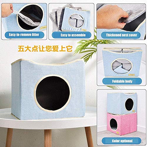 XUIO Cat Dog Bed Cube Cat House Cama Plegable para Gatos y Perros Cama Puppy House Cama Lavable Soft Cave Bed con cojín para Gatos y Perros pequeños Verde Caqui