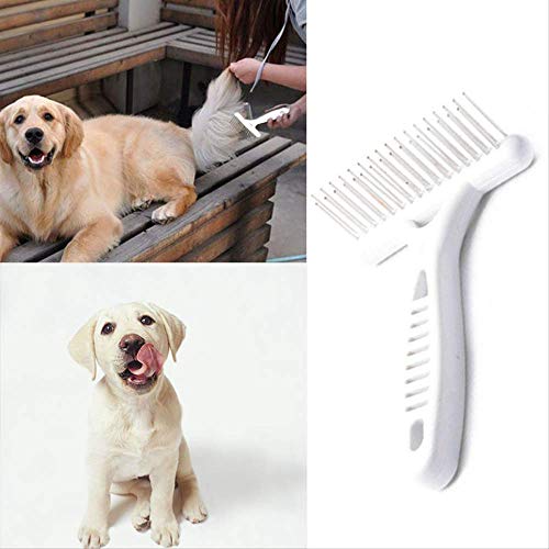 XYBB Peine Perro Mascota Perro Pelo Piel Desparique Gato Groom Peine Perro Perrito Grooming Herramienta Limpia 13.5 * 4cm Blanco