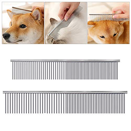 XYBB Peine Perro Perro De Acero Inoxidable Largo Grueso Pelo Piel Eliminación De Mascotas Ligeras Gato Gato para Peludo 19 * 3.5cm Grande