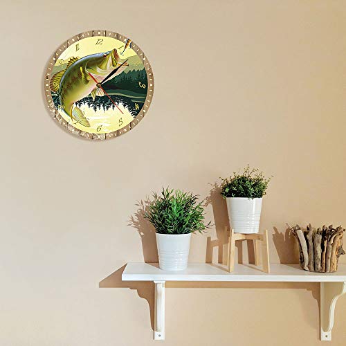 yaoyao Reloj de pared Home Decor 12 pulgadas Wilderness Wolf con luna decorativa Wildlife Animales Gris Wolf Hombre Cueva para cualquier habitación en casa comedor cocina oficina escuela