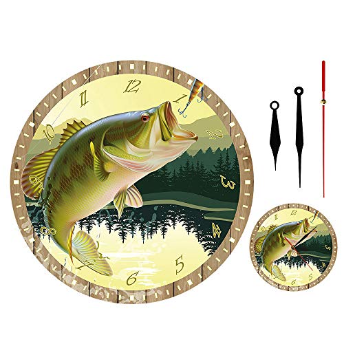 yaoyao Reloj de pared Home Decor 12 pulgadas Wilderness Wolf con luna decorativa Wildlife Animales Gris Wolf Hombre Cueva para cualquier habitación en casa comedor cocina oficina escuela