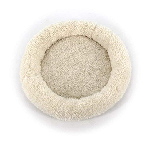 YuamMei 1pc Suave y cómodo Forro Polar Redondo cálido Hamster Cama Dormir Alfombrilla para Rata, Erizo, Ardilla,Cobaya, Animales Pequeños (L, Beige )