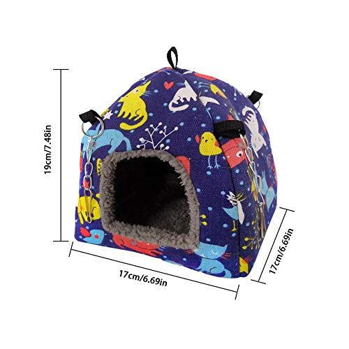 yummyfood Hamster Tent Bed House, Cotton Pet Bed Cerdos De Guinea Hábitat Cave Hanging Hut, Hedgehog Winter Cage Nest, Warm Fleece Sleeping Bed Cube Pet Hanging Cave Bed para Jaula Accesorios