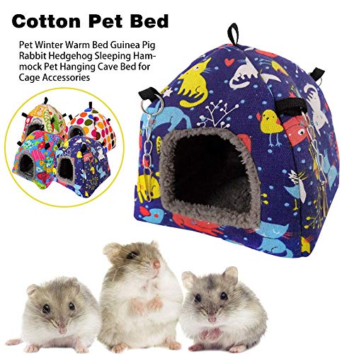 yummyfood Hamster Tent Bed House, Cotton Pet Bed Cerdos De Guinea Hábitat Cave Hanging Hut, Hedgehog Winter Cage Nest, Warm Fleece Sleeping Bed Cube Pet Hanging Cave Bed para Jaula Accesorios