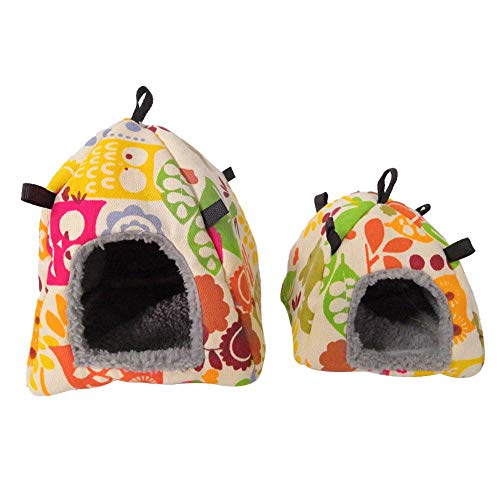 yummyfood Hamster Tent Bed House, Cotton Pet Bed Cerdos De Guinea Hábitat Cave Hanging Hut, Hedgehog Winter Cage Nest, Warm Fleece Sleeping Bed Cube Pet Hanging Cave Bed para Jaula Accesorios