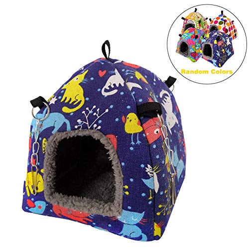 yummyfood Hamster Tent Bed House, Cotton Pet Bed Cerdos De Guinea Hábitat Cave Hanging Hut, Hedgehog Winter Cage Nest, Warm Fleece Sleeping Bed Cube Pet Hanging Cave Bed para Jaula Accesorios