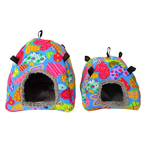 yummyfood Hamster Tent Bed House, Cotton Pet Bed Cerdos De Guinea Hábitat Cave Hanging Hut, Hedgehog Winter Cage Nest, Warm Fleece Sleeping Bed Cube Pet Hanging Cave Bed para Jaula Accesorios