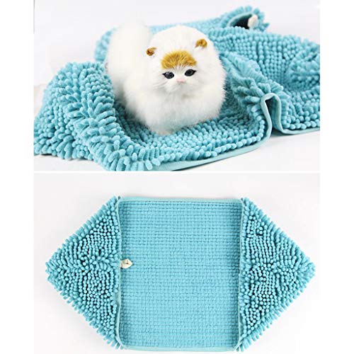 Z-PET Baño Mascota De Toallas For El Gato del Perro De Perrito De Secado Rápido Súper Blando Absorbente Toallas De Mano Bolsillos Chenilla Tela Lavable A Máquina, 2pcs (Size : 35 * 60cm)