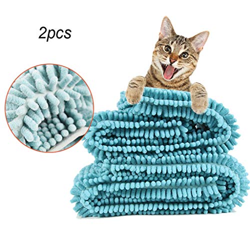 Z-PET Baño Mascota De Toallas For El Gato del Perro De Perrito De Secado Rápido Súper Blando Absorbente Toallas De Mano Bolsillos Chenilla Tela Lavable A Máquina, 2pcs (Size : 35 * 60cm)