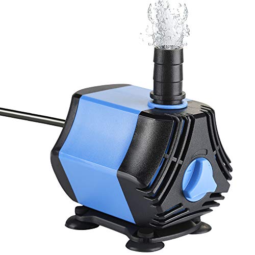 Zacro Bomba Sumergible Bomba de Agua 650L / H, Bomba de Agua Ultra Silencioso de 10W con 4 Ventosas y 2 Boquillas (13/8 mm) para Acuario, Pecera, Jardín, Fuente, Estanque