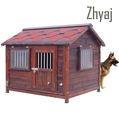 Zhyaj Casetas De Jardin, Madera Natural Cama Perro Grande Puerta De Apertura Lateral Perro Villa Ventilación Impermeable No Se Pudrirá Durable Estable Perrera para Perros Extra Grande Al Aire Libre,H