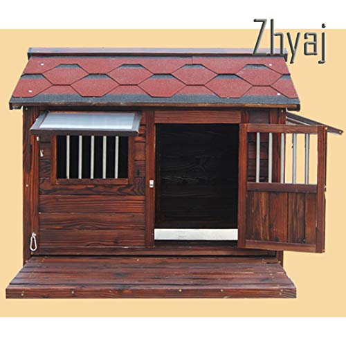 Zhyaj Casetas De Jardin, Madera Natural Cama Perro Grande Puerta De Apertura Lateral Perro Villa Ventilación Impermeable No Se Pudrirá Durable Estable Perrera para Perros Extra Grande Al Aire Libre,H