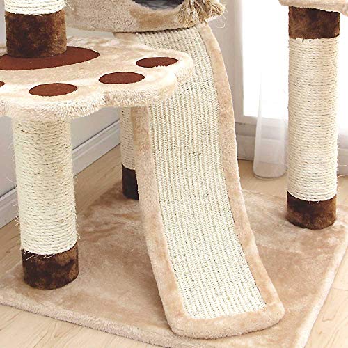 ZXvbyuff Árbol del Gato, Gato Multifuncional Columpio Arena for Gatos con el Juguete del Gato de Cremallera Impermeable al Rayado y al Calor Fuerte Pilar de sisal Felpa Blanca del árbol del Gato