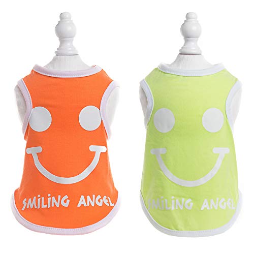 2 Camisetas Sin Mangas para Perros Pequeños/Camiseta Chaleco Básico Ropa de Verano para Perros - Smile Life Rosa Azul Solo para Cachorros de Perros Gatos Pequeños - 2 uds - Peso 1,2-9,0 kg