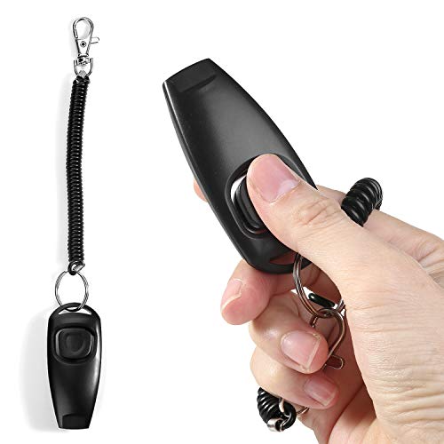 2 piezas Clicker Dog Whistle para dejar de ladrar Adiestramiento de perros Clicker Dog Whistle Clicker 2 en 1 Equipo de entrenamiento mejorado con correa para la mano