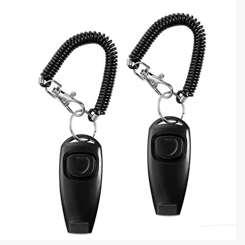 2 piezas Clicker Dog Whistle para dejar de ladrar Adiestramiento de perros Clicker Dog Whistle Clicker 2 en 1 Equipo de entrenamiento mejorado con correa para la mano