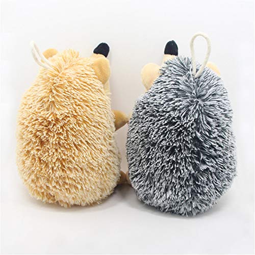 2 piezas de peluche suave erizo gato perro mascota juguete de sonido vocal incorporado (marrón + negro)