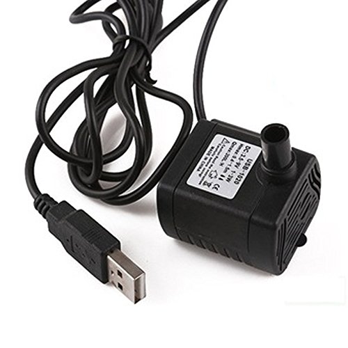 3W USB Mini Bomba de Agua Sumergibles,DC3.5V-9V,3W,200L/H,Bomba de Agua,Para acuario, estanque, tanque de peces, hidroponía o cualquier cable de características de agua pequeña, Negro